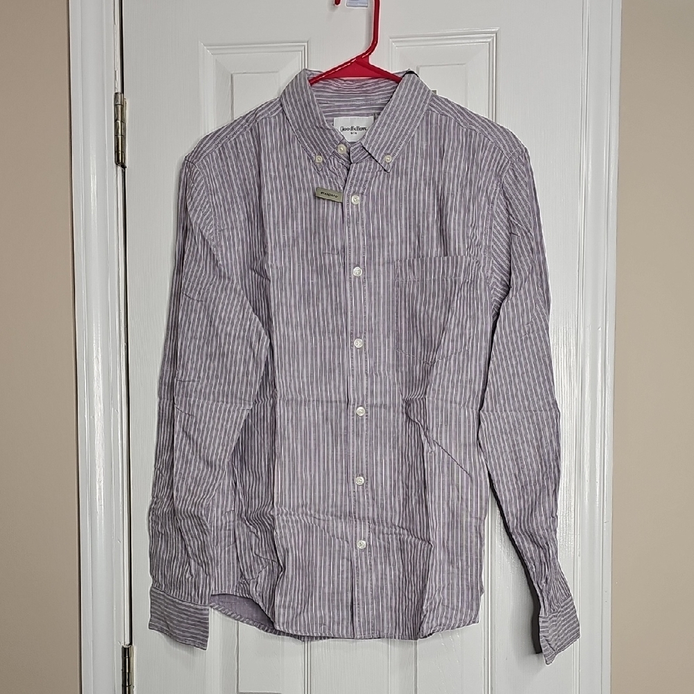 Goodfellow & Co Men's Button-Down Shirt - Purple Stripes